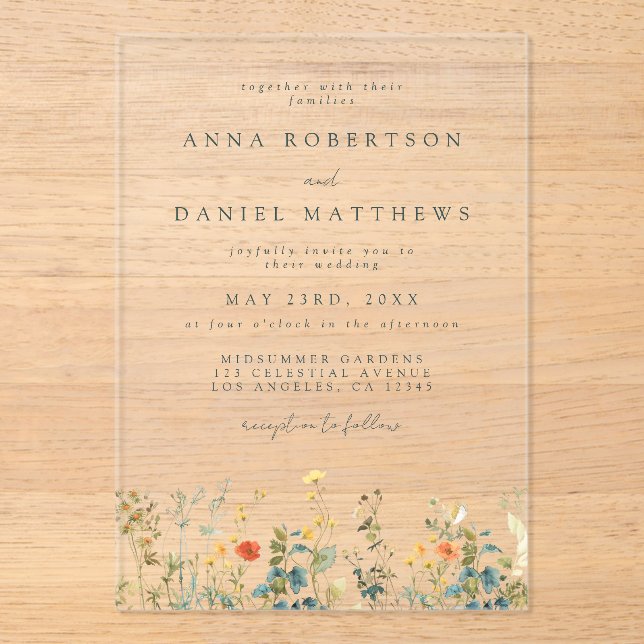 Wildflower Wedding Acrylic Invitations (Front)
