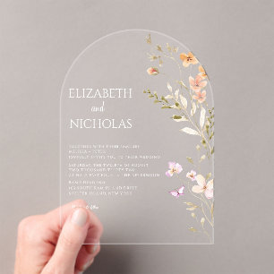 Wildflower Wedding  Acrylic Invitations