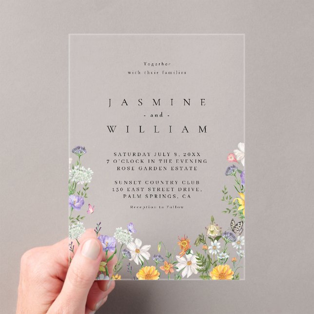 Wildflower  Wedding  Acrylic Invitations (Insitu (Handheld))