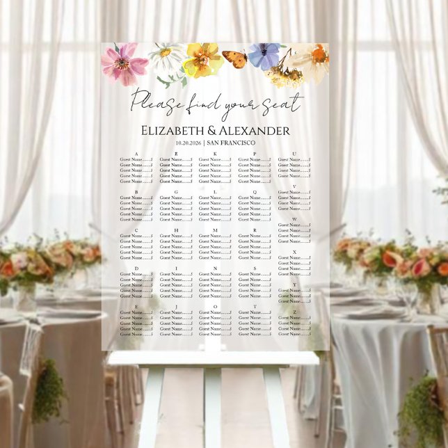 Wildflower Wedding Acrylic Seating Chart (Creator Uploaded)
