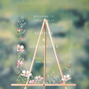 Wildflower Wedding Acrylic Sign Welcome.