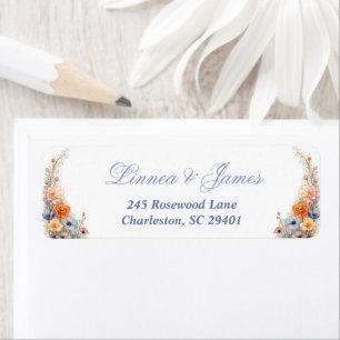 Wildflower Wedding Address Label Elegant Minimal