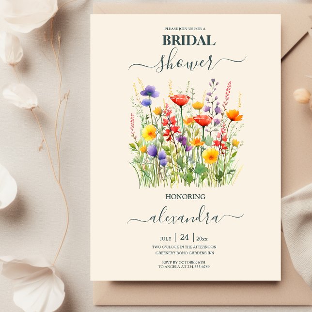 Wildflower Wedding Boho Country  Bridal Shower Invitation (Creator Uploaded)