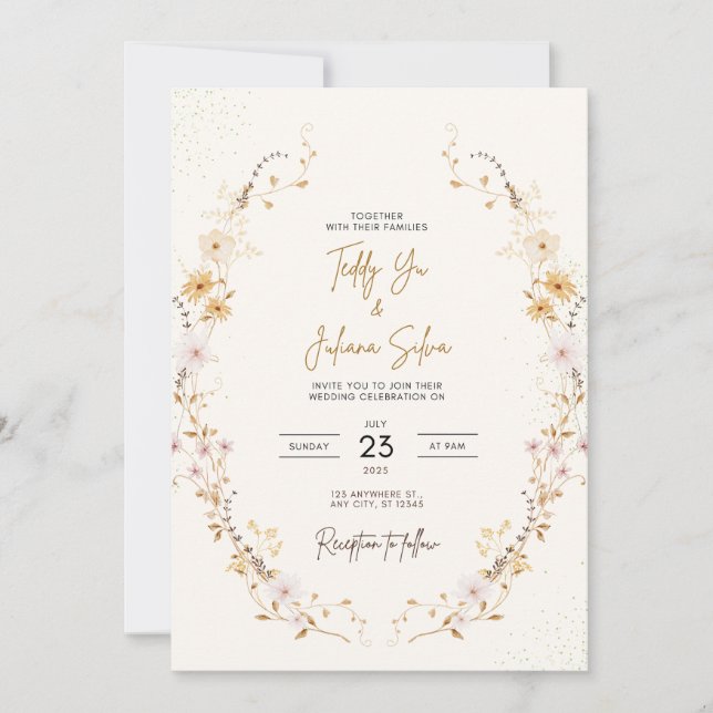 Wildflower Wedding Boho Floral for Rustic Weddings Invitation (Front)