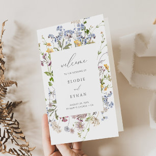Wildflower Wedding Booklet Program Floral Folded Programme