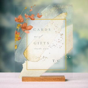 Wildflower Wedding Cards & Gifts Gold ID954 Acrylic Sign
