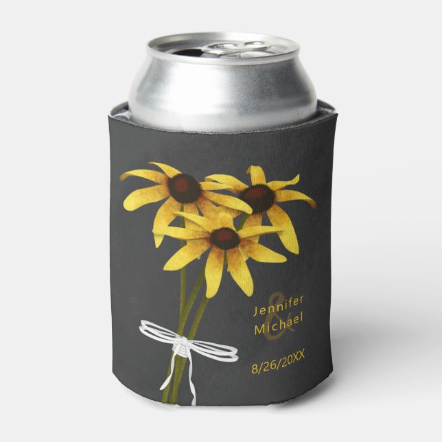 wildflower wedding celebration Black Eyed Susan Can Cooler (Can Front)