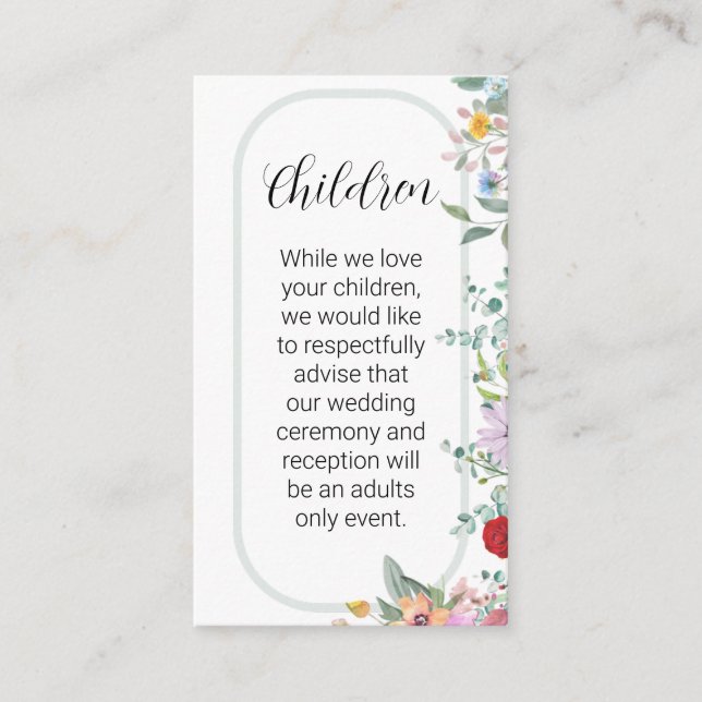 Wildflower Wedding Children Invitation Insert (Front)