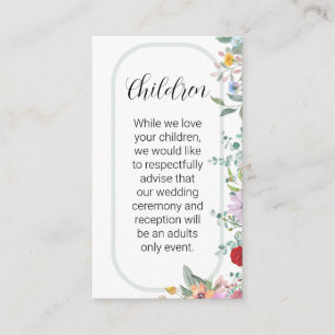 Wildflower Wedding Children Invitation Insert
