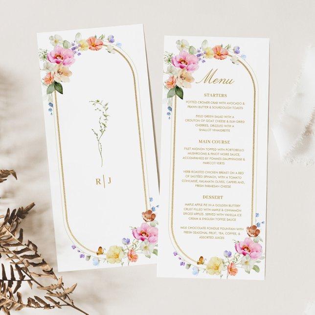 Wildflower Wedding, Colourful Floral Wedding Menu (Creator Uploaded)