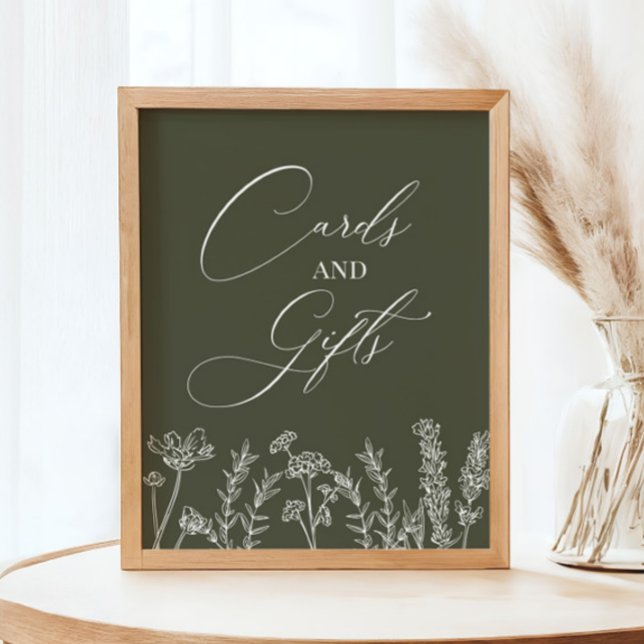 Wildflower Wedding Dark Green Cards and Gifts sign (Creator Uploaded)
