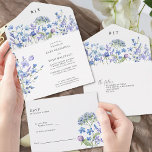 Wildflower Wedding Delicate Periwinkle Wild Flower All In One Invitation<br><div class="desc">Wildflower wedding tri-fold invitation with tear-away RSVP card and watercolor wild flowers. This sweet floral design has delicate and feminine wildflowers in a romantic soft palette of lilac, periwinkle, pale purple, lavender and blue. Perfect for spring and summer wedding. For co-ordinating invitations, stationery, signs and day-of-event decor, please browse my...</div>