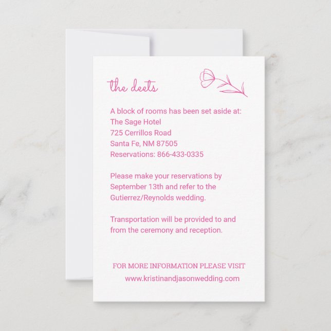 Wildflower Wedding Details Card with QR Code (Front)