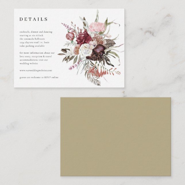 Wildflower Wedding Details Reception Enclosure Car (Front/Back)