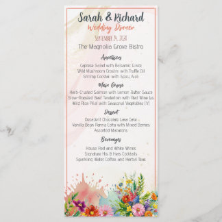 Wildflower Wedding Dinner Menu