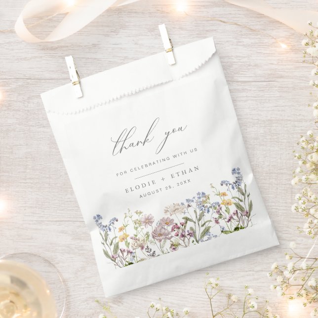 Wildflower Wedding Favour Bags Floral Boho Flowers (Clipped)