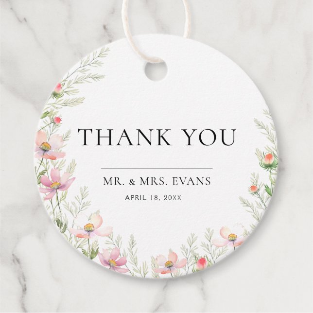 Wildflower Wedding Favour Tags. Tags (Front)