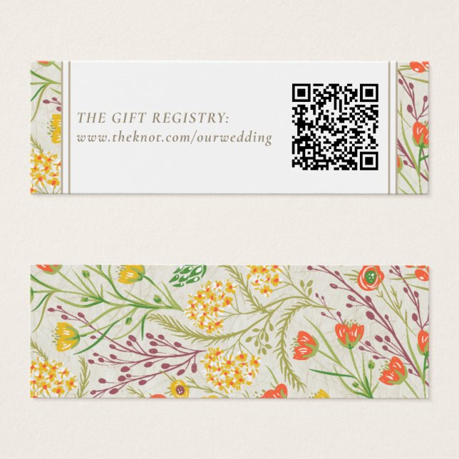 Wildflower Wedding Gift Registry QR Code  (Front & Back)