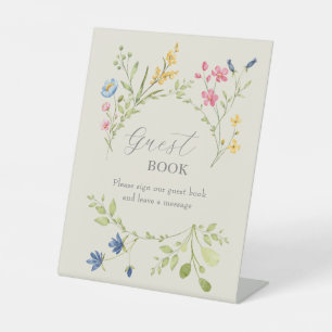Wildflower Wedding Guest Book Pedestal Sign