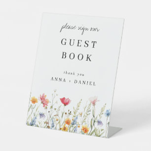 Wildflower Wedding Guest Book Pedestal Sign