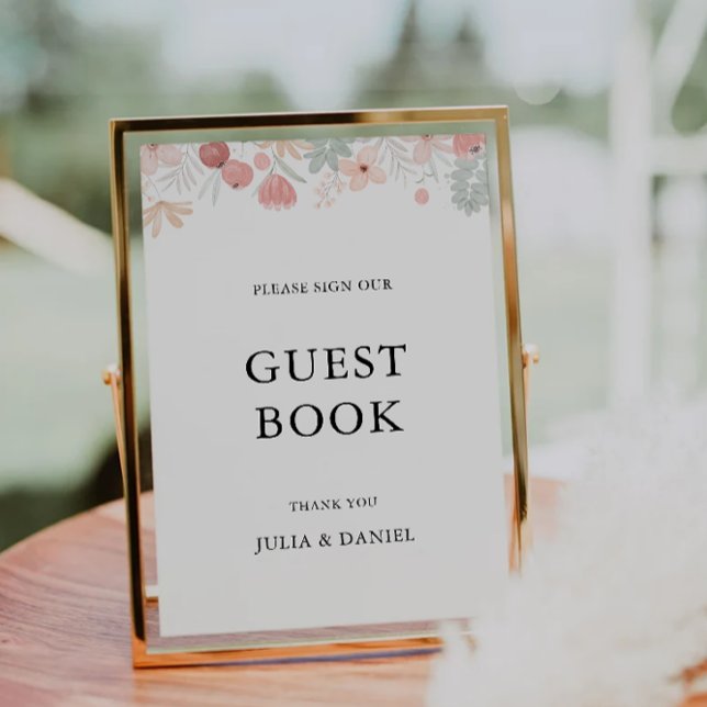 Wildflower Wedding Guest Book Sign Template (Wildflower Wedding Guest Book Sign Template)