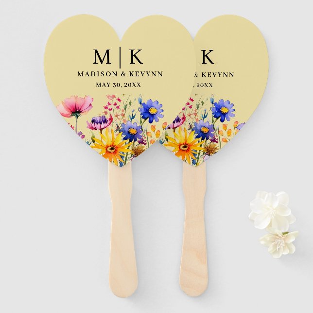  Wildflower Wedding Hand Fan (Front and Back)
