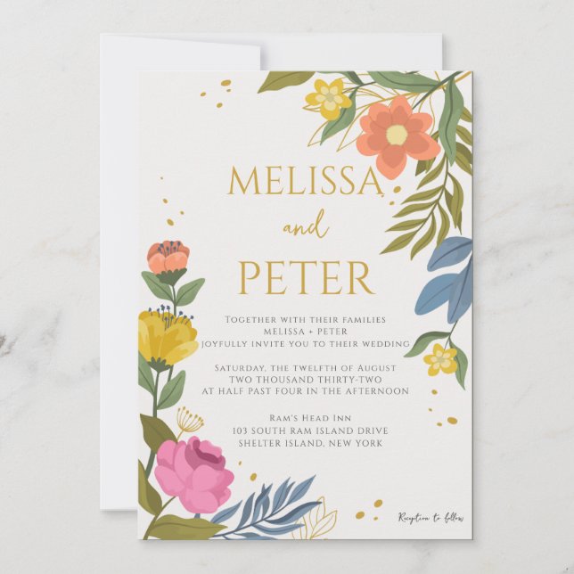  Wildflower Wedding Invitation (Front)