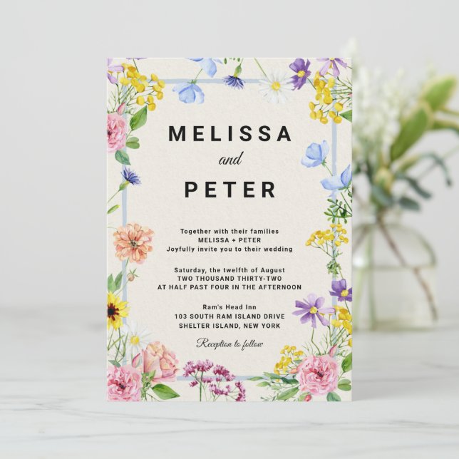 Wildflower Wedding Invitation (Standing Front)