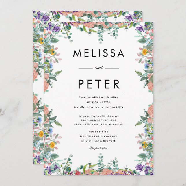 Wildflower Wedding Invitation (Front/Back)