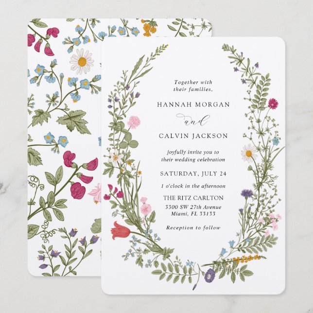 Wildflower Wedding Invitation (Front/Back)
