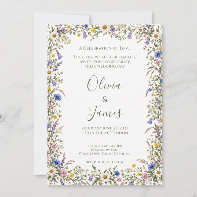 Wildflower Wedding Invitation (Front)