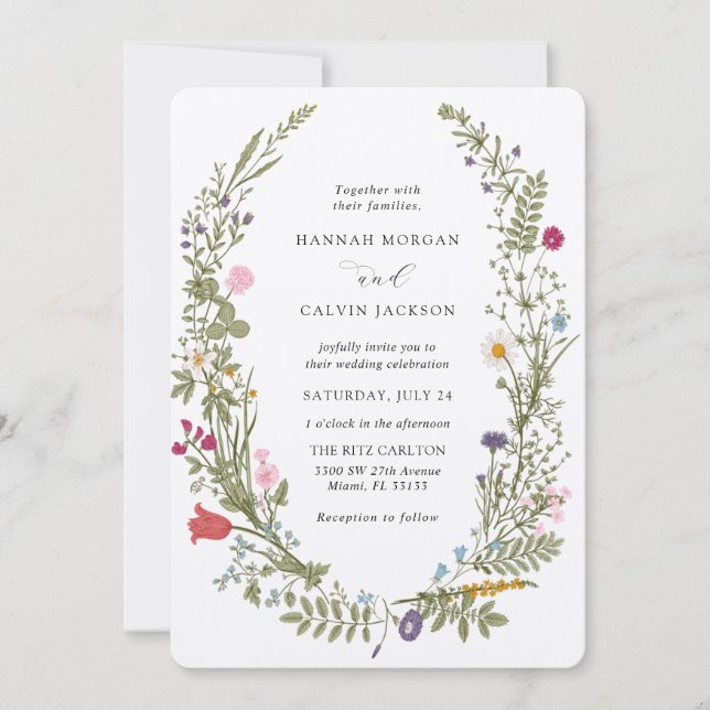Wildflower Wedding Invitation (Front)