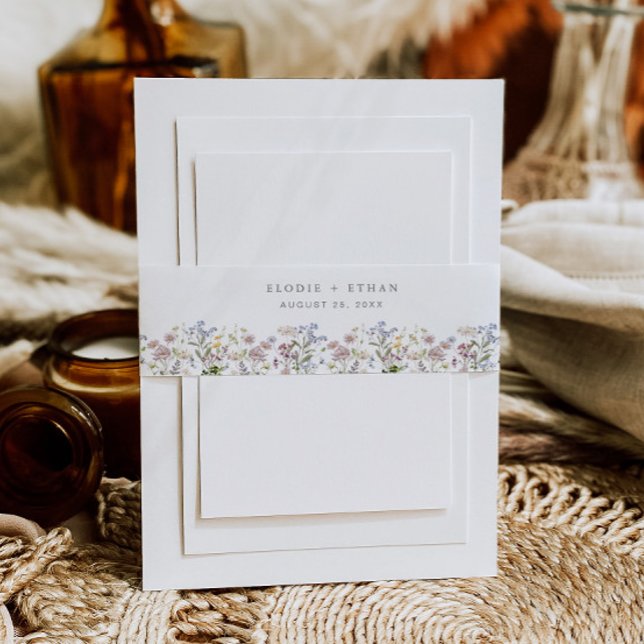 Wildflower Wedding Invitation Belly Band Floral (Creator Uploaded)