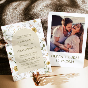 Wildflower Wedding Invitation, Boho Floral Arch Invitation