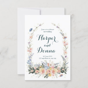 Wildflower Wedding Invitation,Boho Floral Wedding Invitation