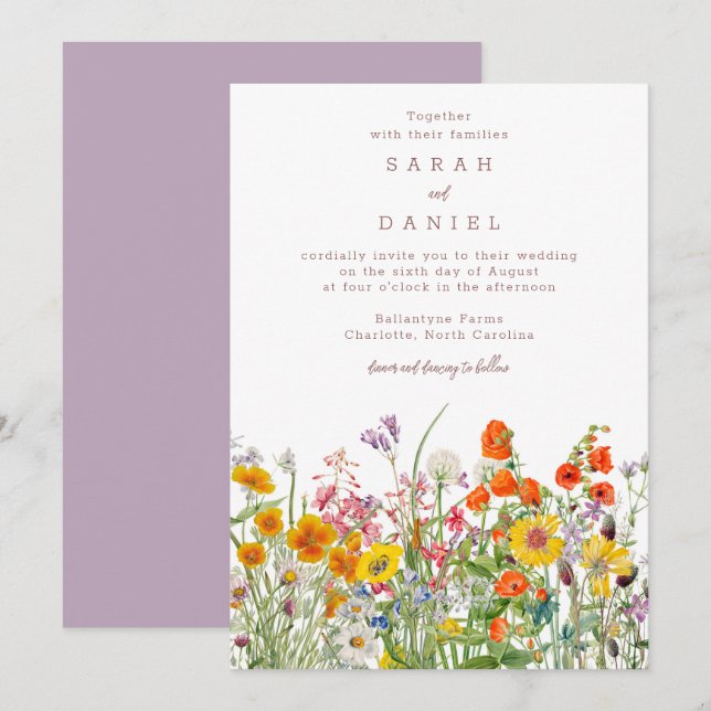 Wildflower Wedding Invitation - Flower Meadow (Front/Back)