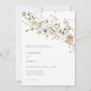 Wildflower Wedding Invitation Pastel Floral Invite