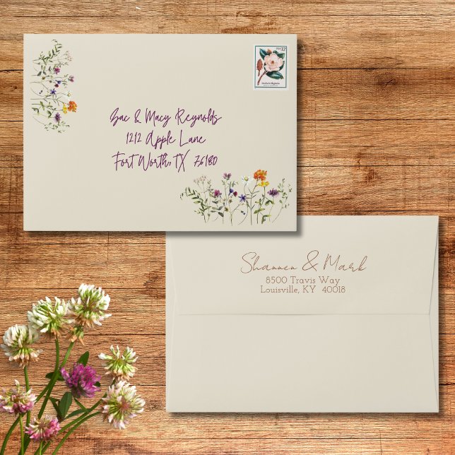 Wildflower Wedding Invitation Return Address Envelope (Creator Uploaded)