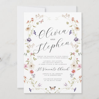 Wildflower Wedding Invitation, Summer Wedding Invitation