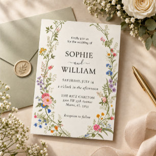 Wildflower wedding invitation template