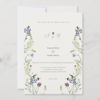 Wildflower Wedding Invitation Watercolor Floral