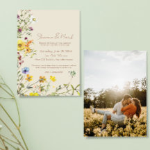 Wildflower Wedding Invitation with Photo Back