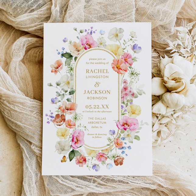 Wildflower Wedding Invite, Colorful Floral Wedding Invitation (Creator Uploaded)