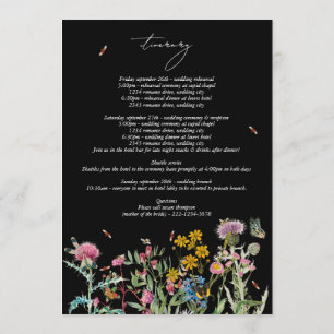 Wildflower Wedding Itinerary Program Black Boho Programme