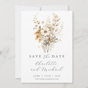 Wildflower Wedding Ivory Flat Save The Date Card