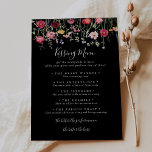 Wildflower Wedding Kissing Menu Game Card<br><div class="desc">This wildflower wedding kissing menu game card is perfect for a modern wedding reception. The design features a multicolored assortment of pink,  blush,  purple,  yellow,  white,  violet,  red,  burgundy wild flowers in a black background.</div>
