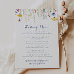 Wildflower Wedding Kissing Menu Game Card<br><div class="desc">This wildflower wedding kissing menu game card is perfect for a rustic wedding reception. The design features green,  yellow,  purple,  blue watercolor colourful meadow flowers.</div>