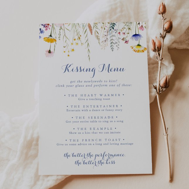 Wildflower Wedding Kissing Menu Game Card (Creator Uploaded)