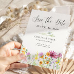 Wildflower Wedding Meadow Floral and Photo Save The Date<br><div class="desc">Wildflower wedding save the date card with your photo, delicate wild flowers and beautiful calligraphy. This pretty watercolor wildflower design has dainty meadow flowers in pink lilac orange and yellow. Perfect for spring and summer themes from country floral garden to organic boho. If you would like matching products, please browse...</div>