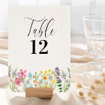 Wildflower Wedding Meadow Flower Table Number<br><div class="desc">Wildflower Wedding Reception Table Number which you can customise with any table number, decorated with delicate wild flowers and beautiful calligraphy. This pretty watercolor wildflower design has dainty meadow flowers in pink lilac orange blue and yellow. Perfect for spring and summer themes from country floral garden to organic boho. If...</div>